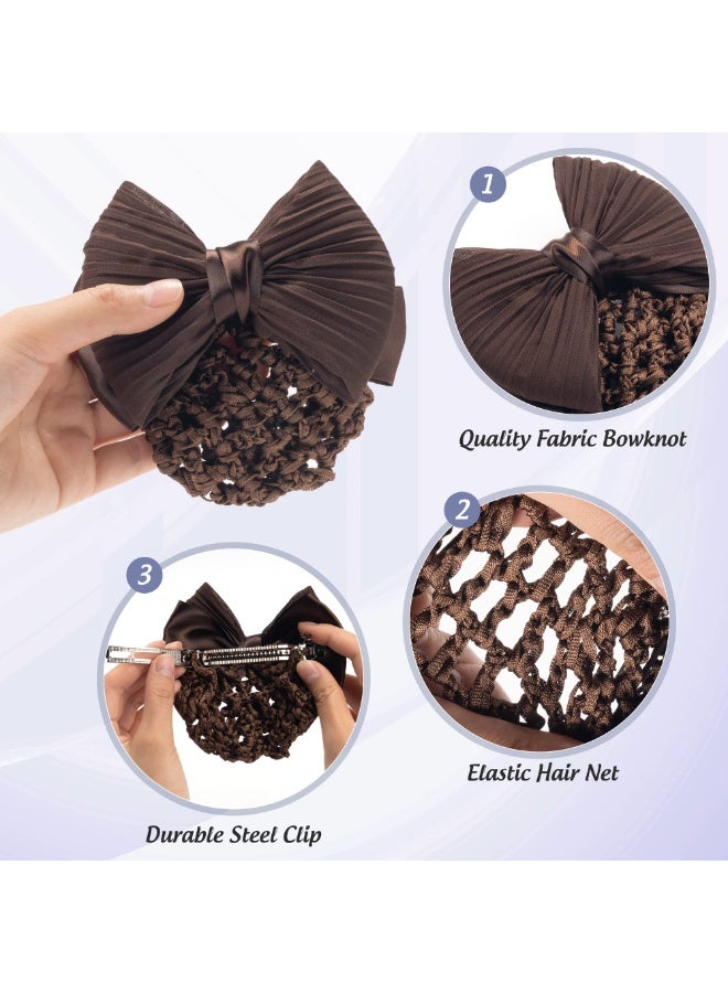 Set of 3 Bow Snood Bun Covers Crochet Net Hair Snoods for Women Girls Standard - Image 3